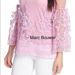 NWT MARC BOUWER PINK LACE TOP